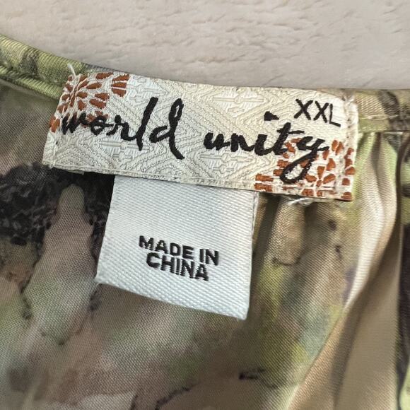 Y2K World Unity Top Womens XXL Green Boho Fairygrunge Artsy Psychedelic READ - Picture 9 of 12